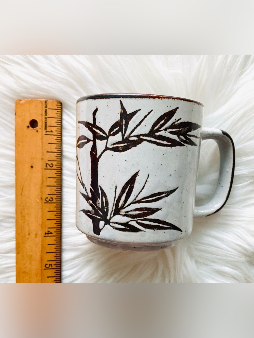 Vintage Otagiri Japan Speckled Stoneware Bamboo Coffee Mug Boho MCM Collectible